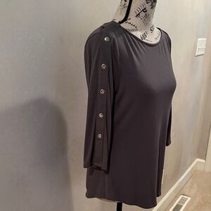Silver Button Embellished 3/4 Sleeve Top